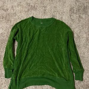 aerie green fuzzy crew neck, perfect condition, barely worn.
